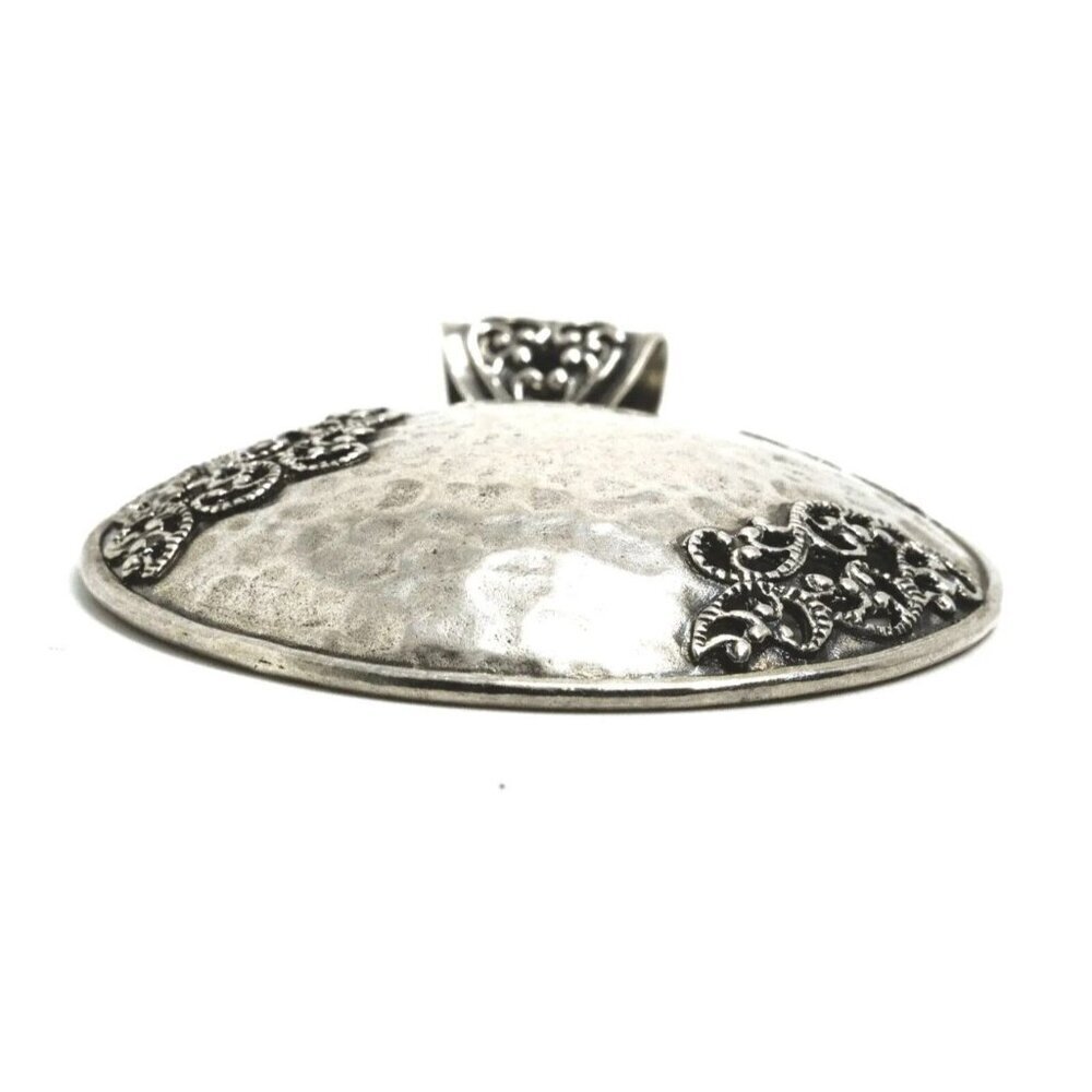 Paz Creations Israel 925 Sterling Silver Round Pendant Filigree Hammered Design - Picture 5 of 7